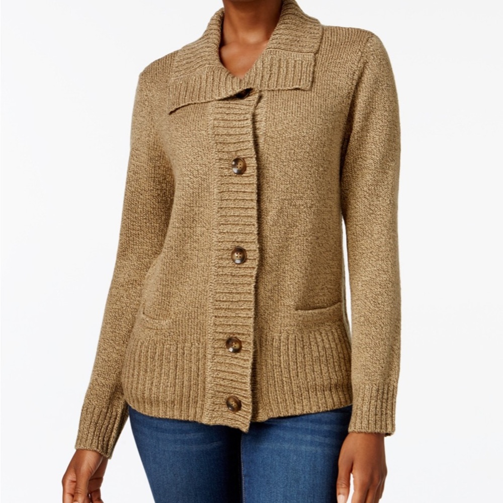 Karen Scott Petite Button-Front Cardigan Sweater